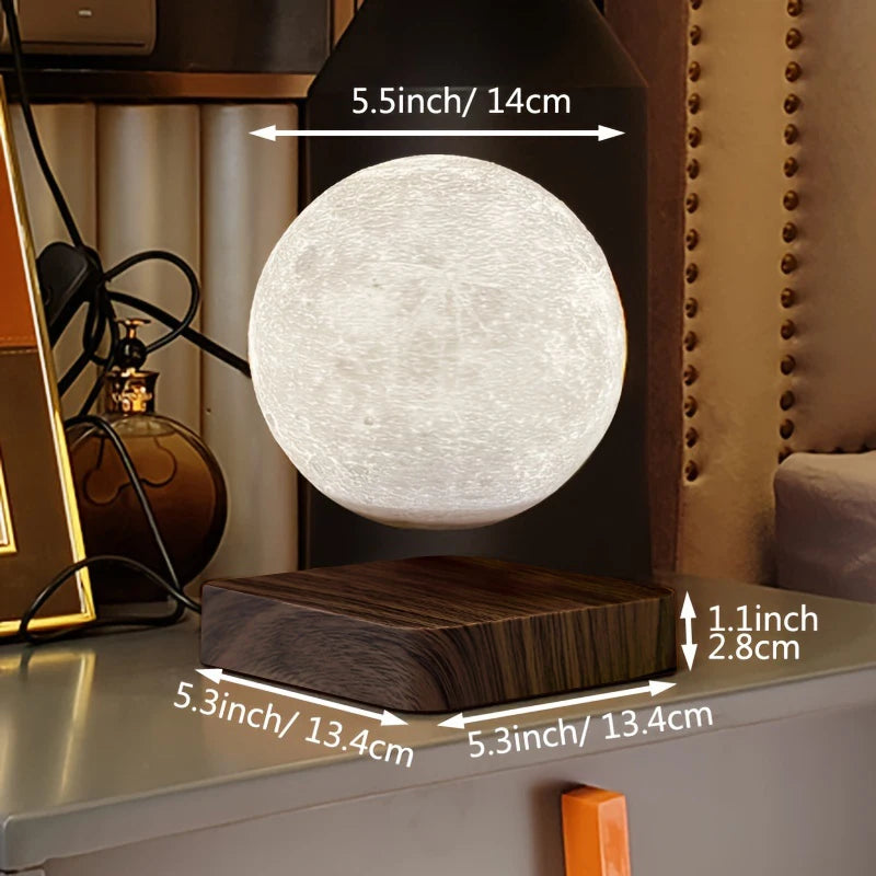 Magnetic Floating Levitating Moon 3D LED Night Light - Enchanting Home & Office Decor with Wooden Base & 3 Color Temperatures - Ideal Gift!