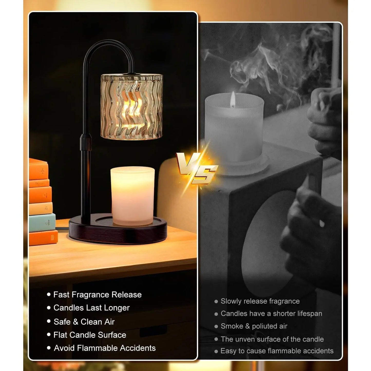 Versatile Adjustable Electric Candle Warmer with Timer - Flameless Aromatherapy Wax Melter & Stylish Home Decor Lamp