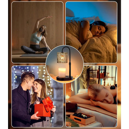 Versatile Adjustable Electric Candle Warmer with Timer - Flameless Aromatherapy Wax Melter & Stylish Home Decor Lamp