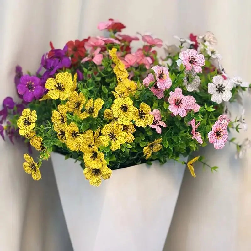 Vibrant 6-Color UV Resistant Artificial Flower Set - Perfect for Home, Garden, Parties & Weddings (6/12 Pcs)