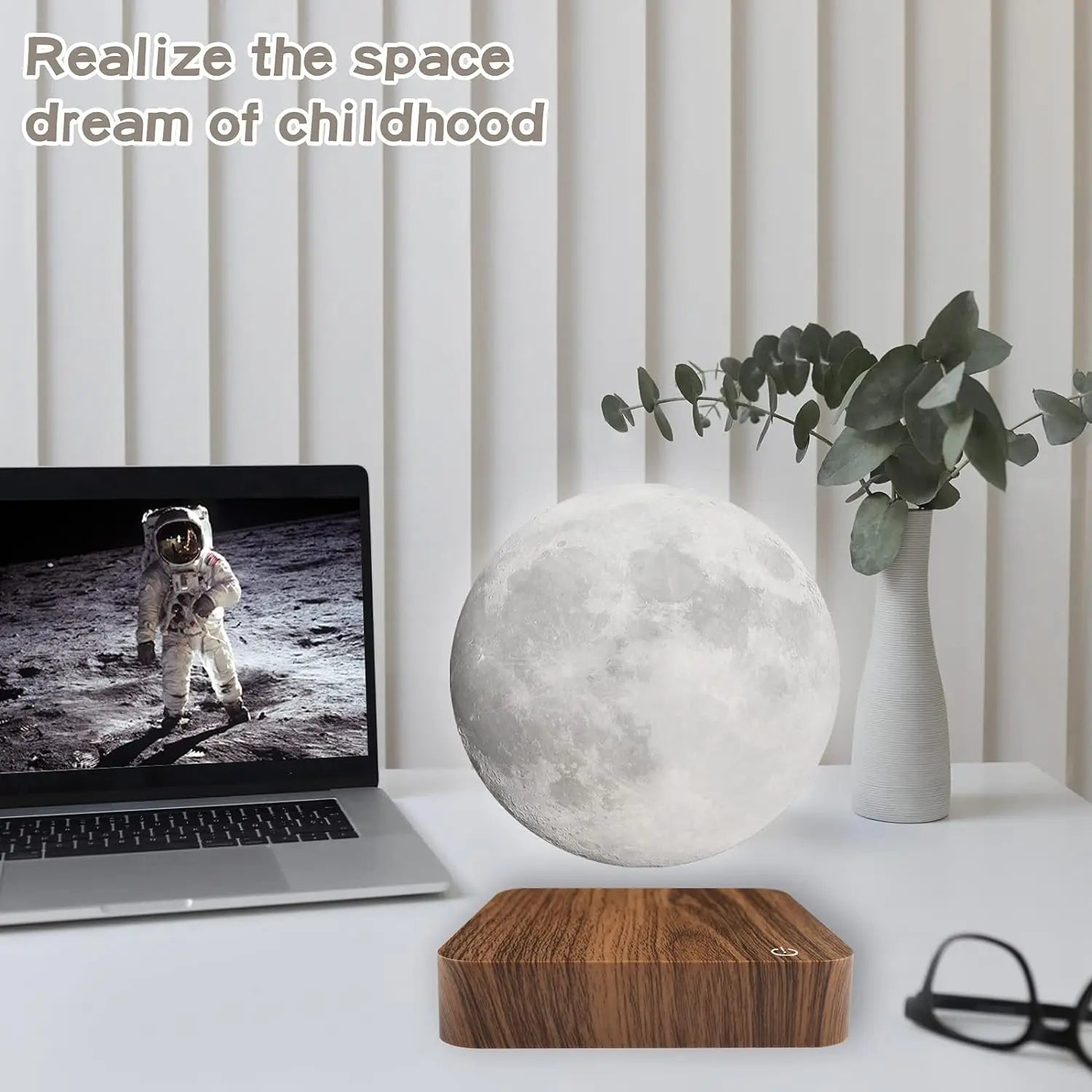 Magnetic Floating Levitating Moon 3D LED Night Light - Enchanting Home & Office Decor with Wooden Base & 3 Color Temperatures - Ideal Gift!