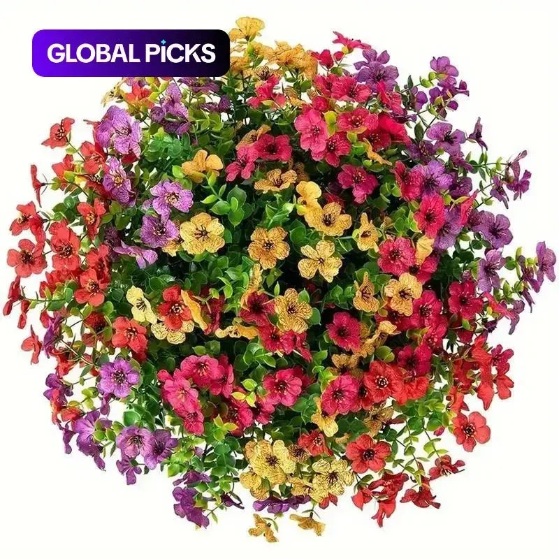 Vibrant 6-Color UV Resistant Artificial Flower Set - Perfect for Home, Garden, Parties & Weddings (6/12 Pcs)