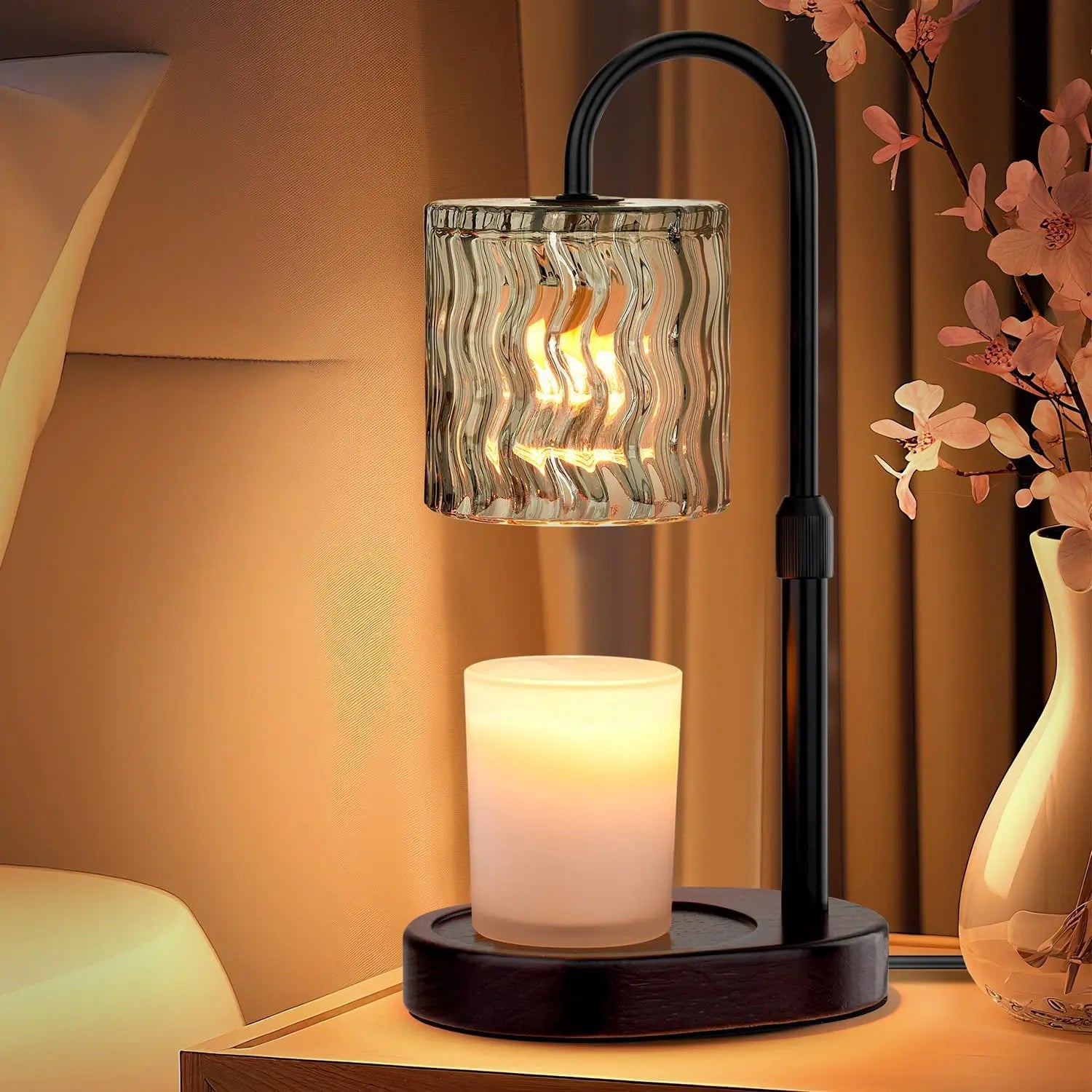 Versatile Adjustable Electric Candle Warmer with Timer - Flameless Aromatherapy Wax Melter & Stylish Home Decor Lamp