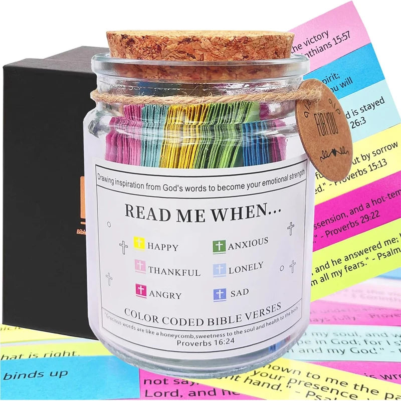 Uplifting Bible Verses Jar - Inspirational Scripture Cards for Prayer & Emotions - Ideal Christian Gifts for Everyone