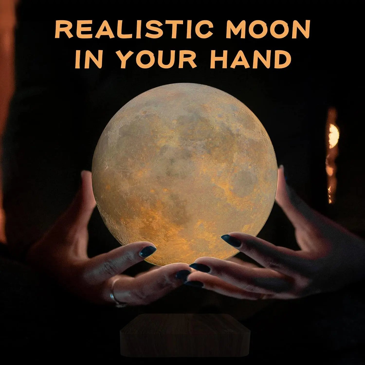 Magnetic Floating Levitating Moon 3D LED Night Light - Enchanting Home & Office Decor with Wooden Base & 3 Color Temperatures - Ideal Gift!