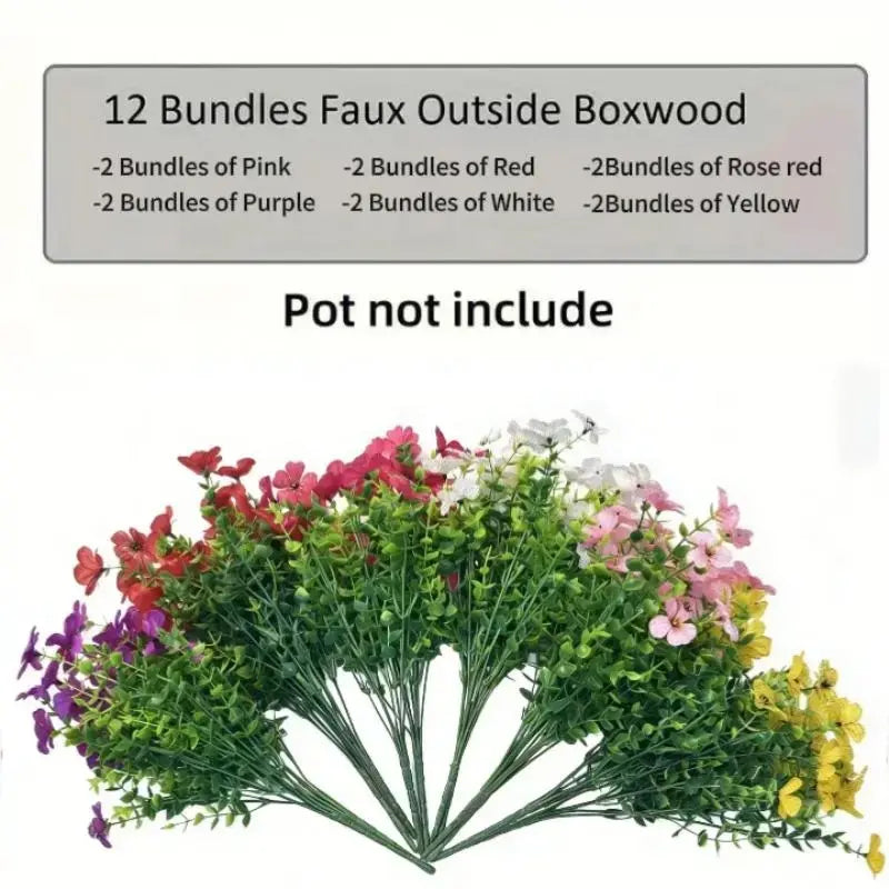 Vibrant 6-Color UV Resistant Artificial Flower Set - Perfect for Home, Garden, Parties & Weddings (6/12 Pcs)