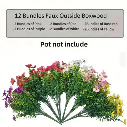 Vibrant 6-Color UV Resistant Artificial Flower Set - Perfect for Home, Garden, Parties & Weddings (6/12 Pcs)