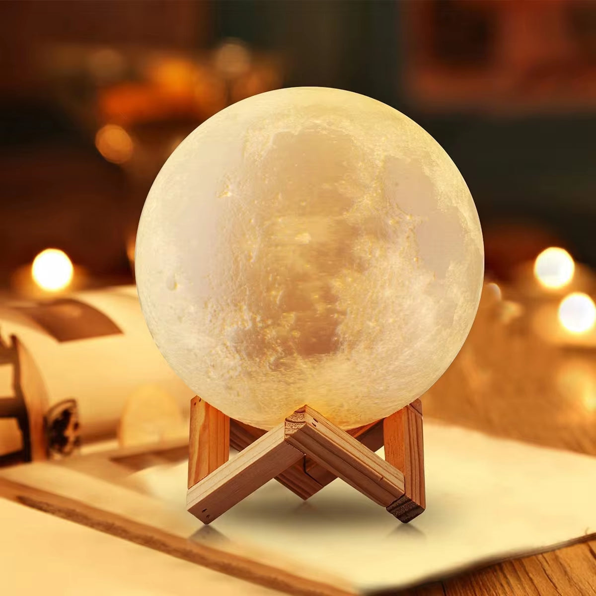 Magical 8Cm Moon Lamp - Portable LED Night Light with Stand, Ideal Starry Decor for Bedrooms and Perfect Gift for Kids