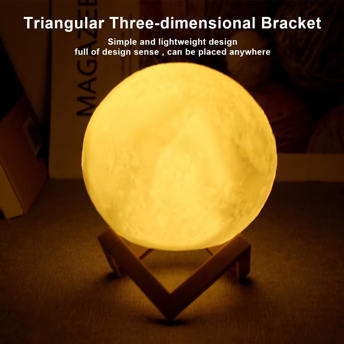 Magical 8Cm Moon Lamp - Portable LED Night Light with Stand, Ideal Starry Decor for Bedrooms and Perfect Gift for Kids